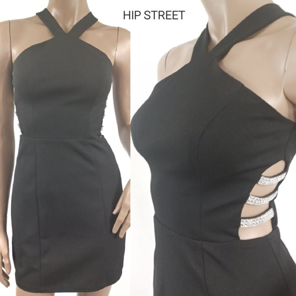 SPEECHLESS Dress Halter Neck Jewel Strap Side Cut Out Party Club Stretch Mini 3